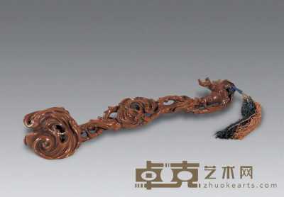 清 黄杨木雕灵芝如意 长33.3cm